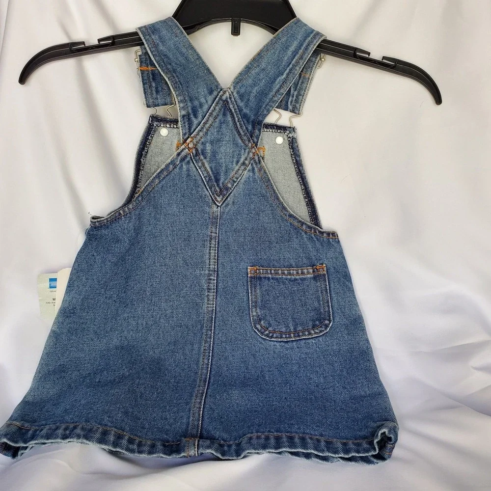 Reebok‎ Vintage NBA New York Nets Toddler Girl Jean Jumper Skirt Overalls 3t Nwt